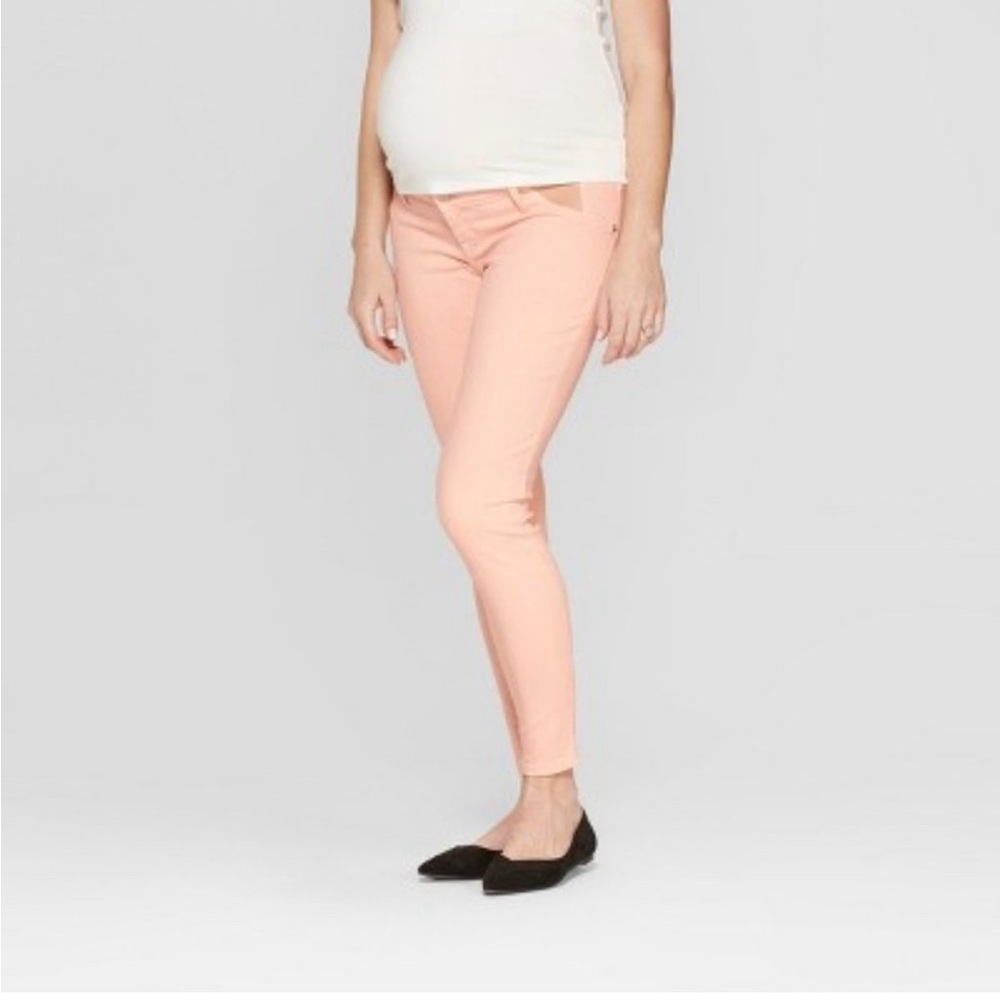 NEW! Maternity Inset Side Panel Pale Peach Skinny Jeans